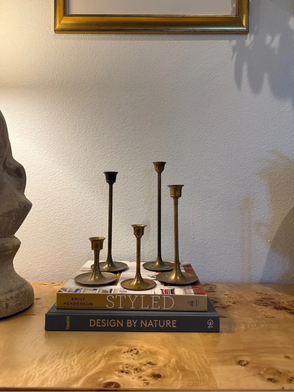 Vintage Brass Finish Taper Candle Holders Set - Home Accents